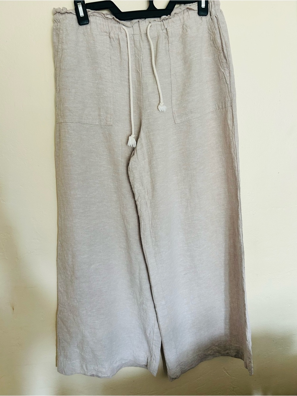 Calypso St. Barth Light Beige Linen Drawstring Joggers Small